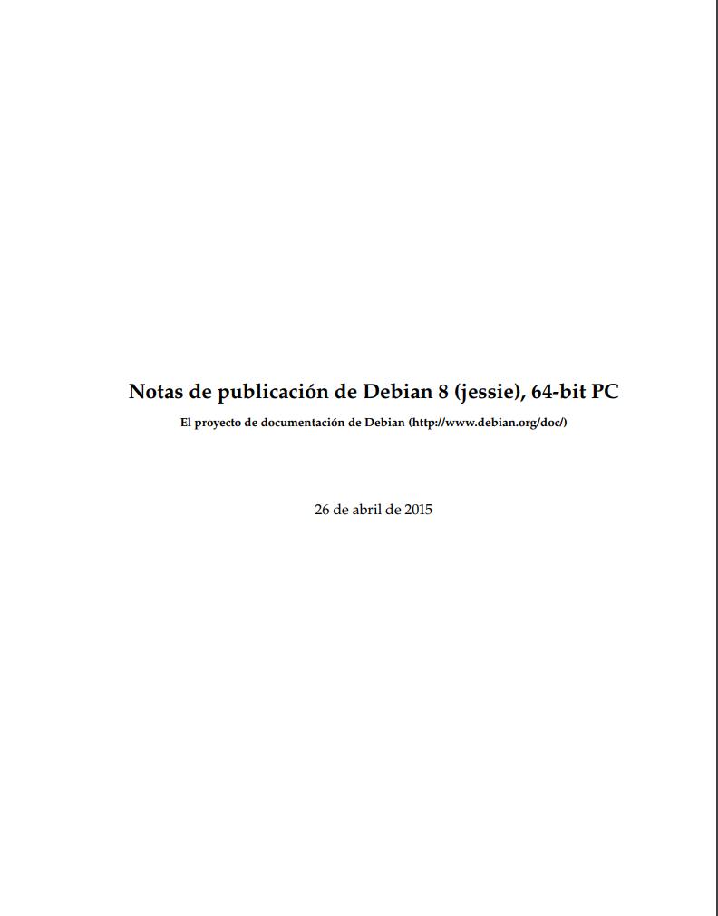 Imágen de pdf Notas de publicación de Debian 8 (jessie), 64-bit PC